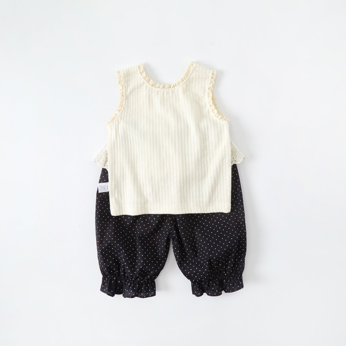 Backless Top Set Lightweight Sleeveless Top Polka Dot Pants Two-Piece Set