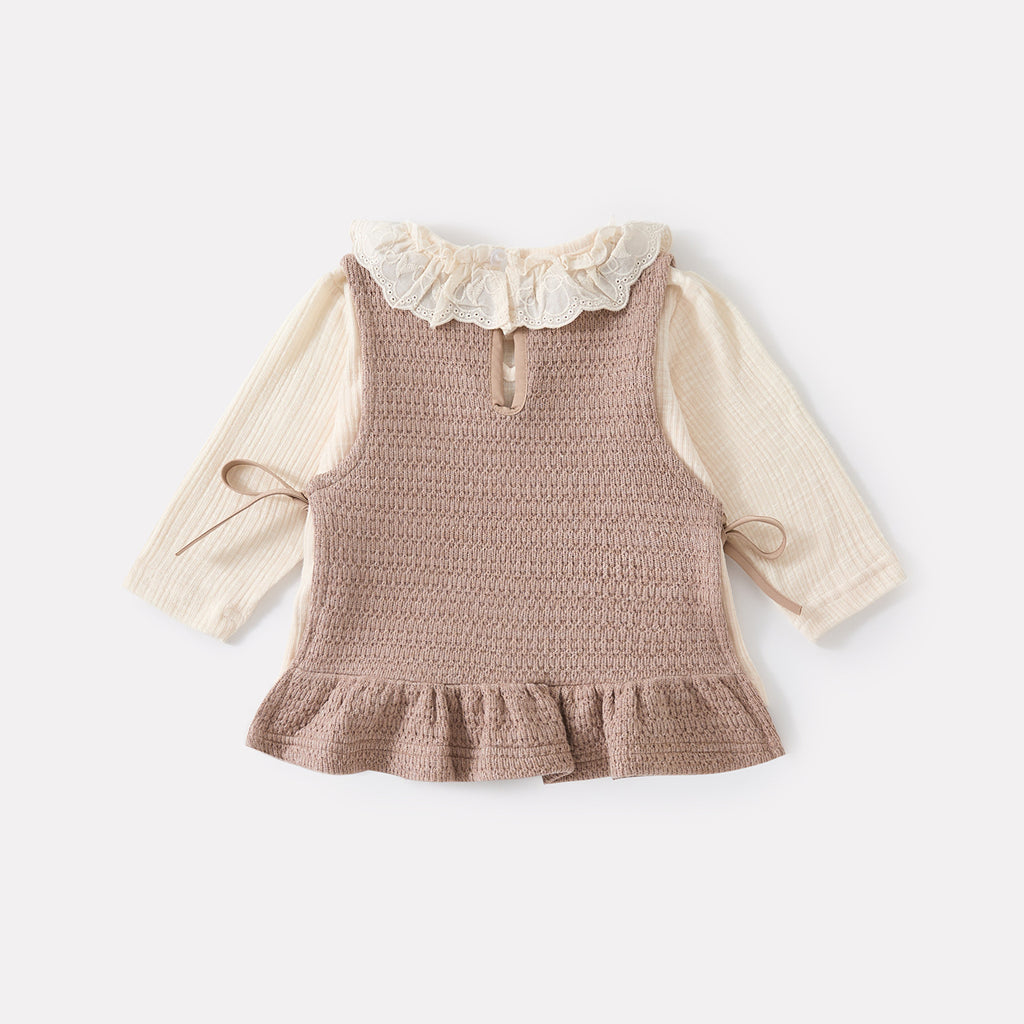 Ruffled Collar Bodysuit, Casual Simple Sleeveless Top and Flared Pants 3-Piece Set