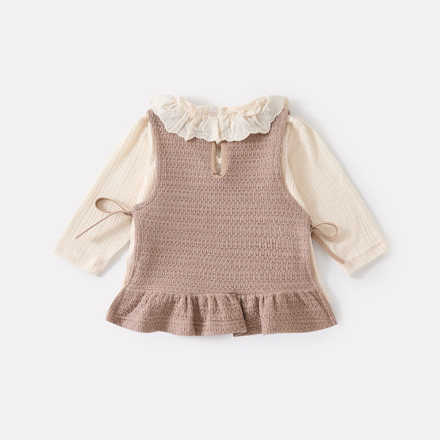 Ruffled Collar Bodysuit, Casual Simple Sleeveless Top and Flared Pants 3-Piece Set