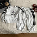 Boy's letter fake two-piece hoodie two-piece set
