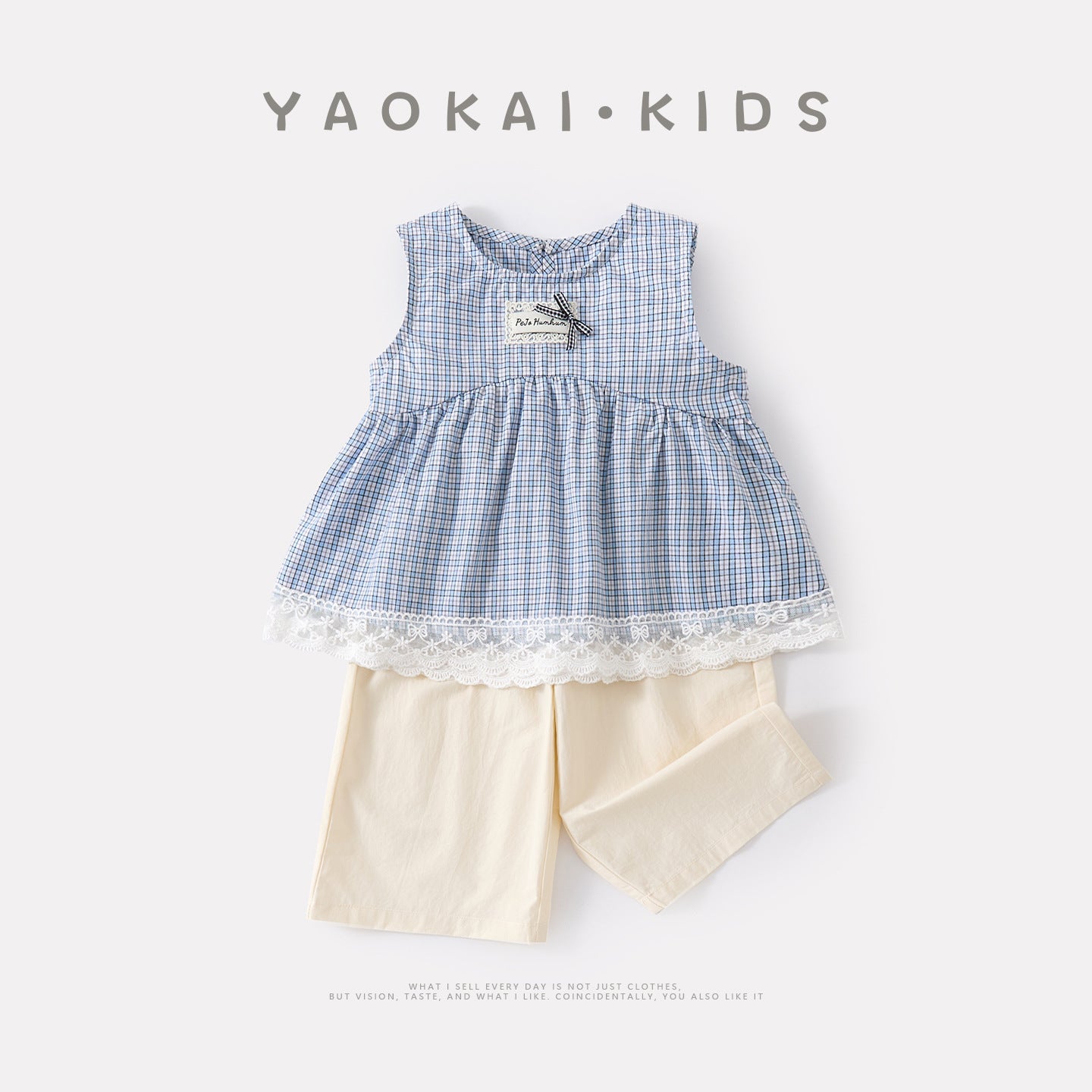 Trim Checkered Vest and Loose Pants Two-Piece Set for Baby Girls Casual Outfit