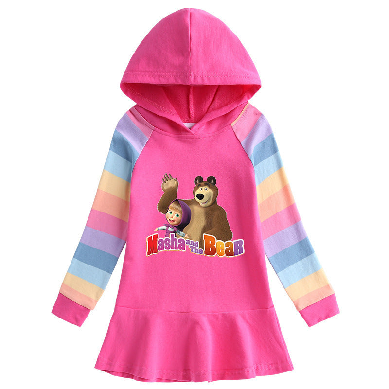 Cotton Cartoon Rainbow Girls' Dress