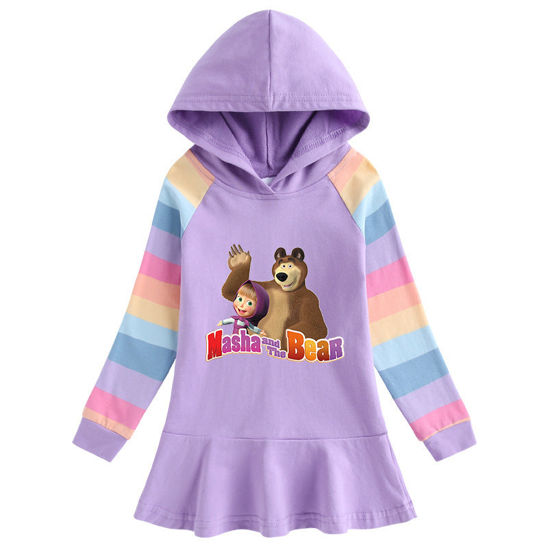 Cotton Cartoon Rainbow Girls' Dress