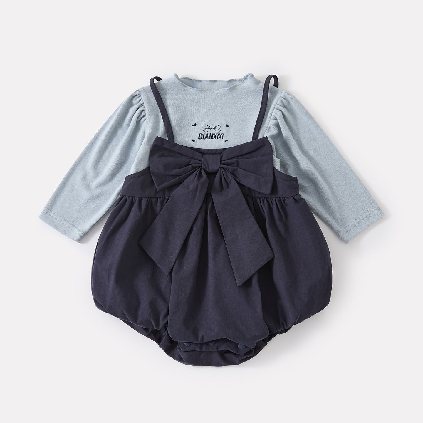 letter bodysuit for baby girls bow halter romper two-piece set