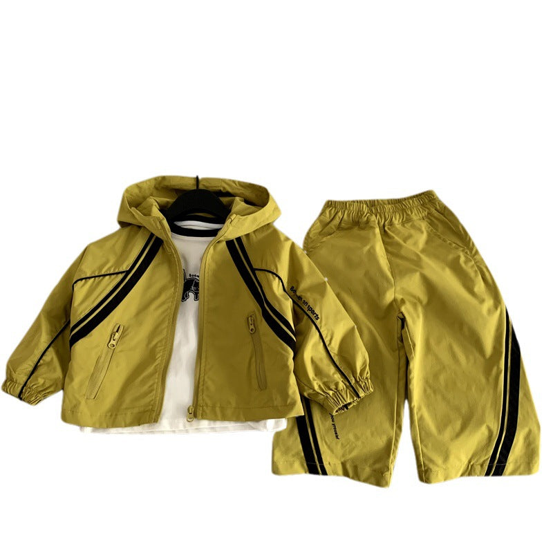 Boys' long sleeved jacket girls' two-piece sports set
