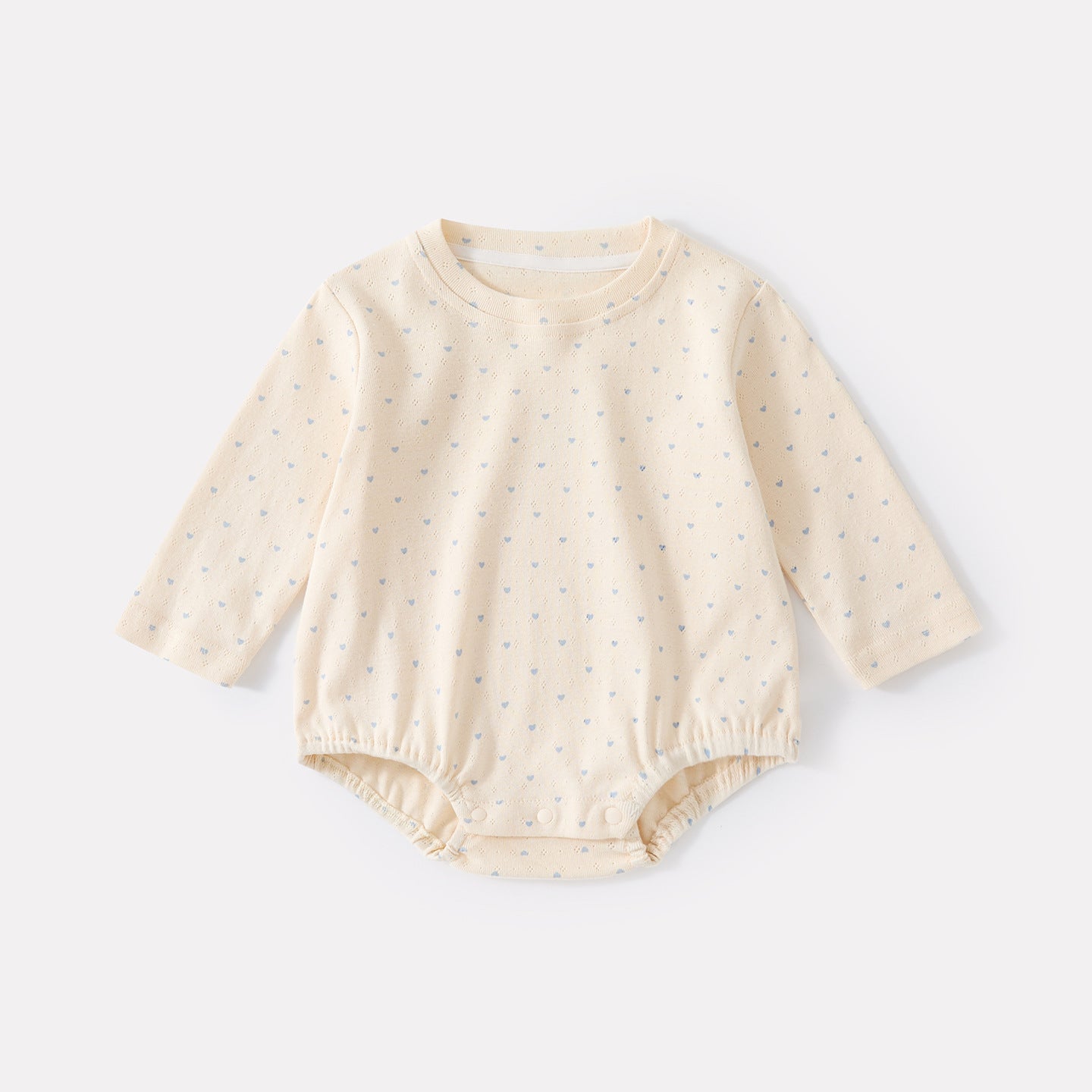 Cute Cartoon Strap Baby Girl  Long Sleeve Snap Diaper Set with Heart Print Two-Piece Outfit
