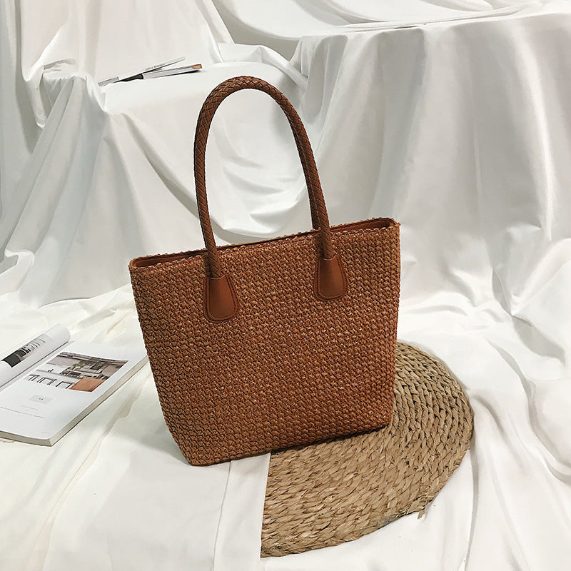 Fashion European and American Style Straw Woven Bag Shoulder Bag Simple Fashion Travel Beach Basket Crossbody Bag