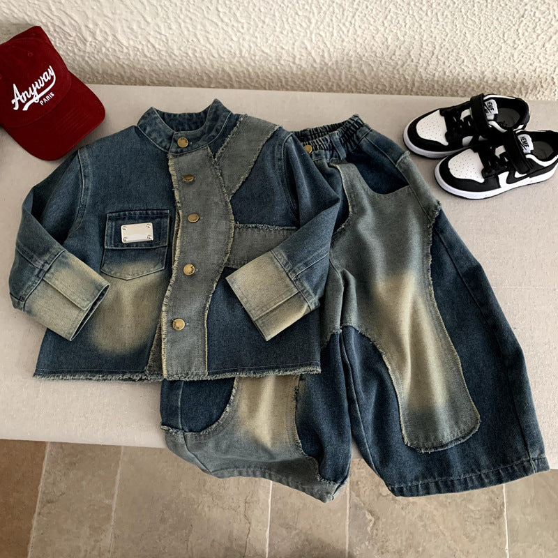 Children's clothing boys' denim suit spring and autumn