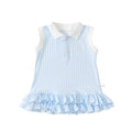 Color-Blocked Polo Neck Plaid Sleeveless Dress, Baby Sweet and Cool Knit Dress