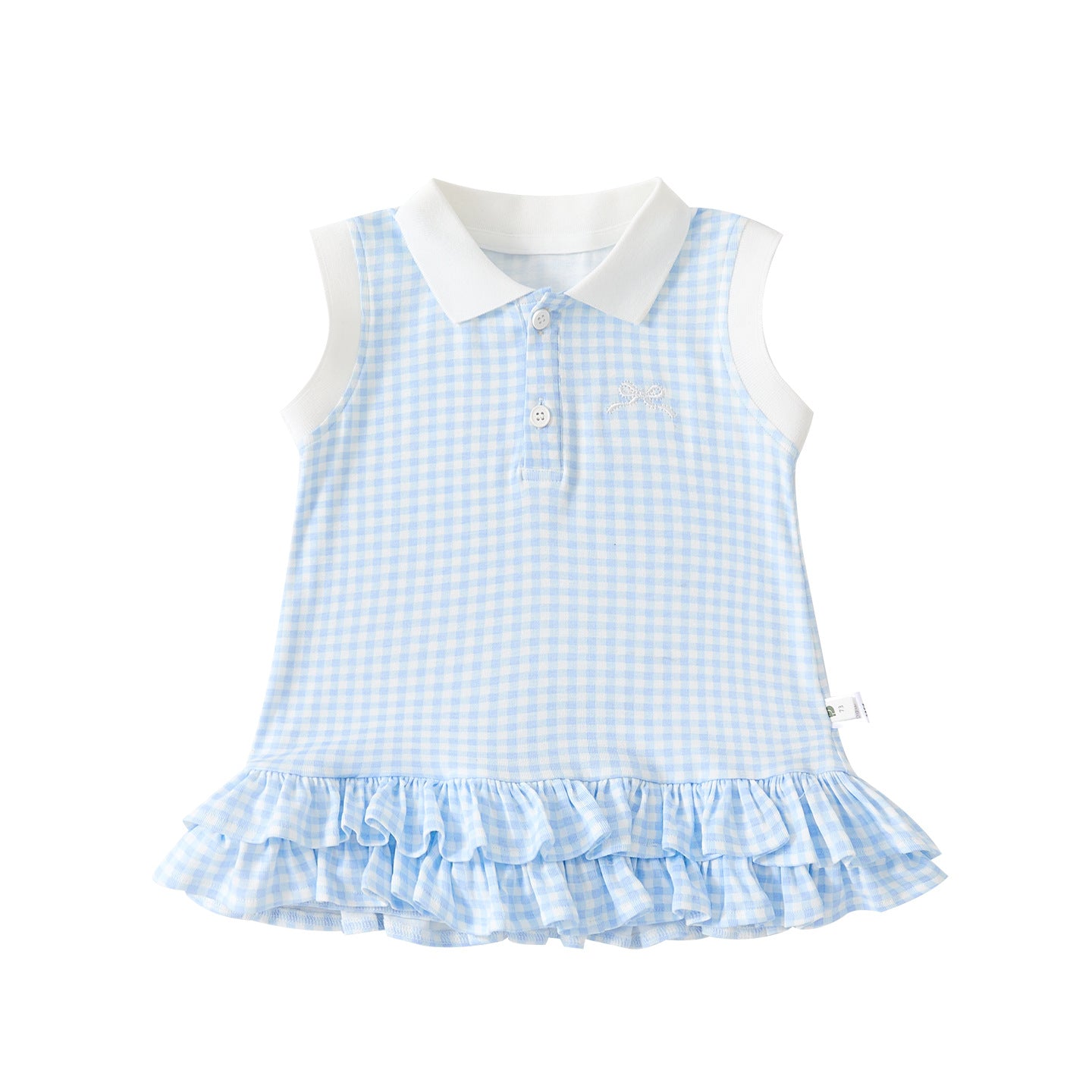 Color-Blocked Polo Neck Plaid Sleeveless Dress, Baby Sweet and Cool Knit Dress