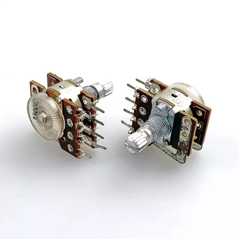 10PCS 16type 8-pin Dual A100K With Equal-tone Tap Stepping Audio Power Amplifier Volume Potentiometer, Shaft Length 15MM