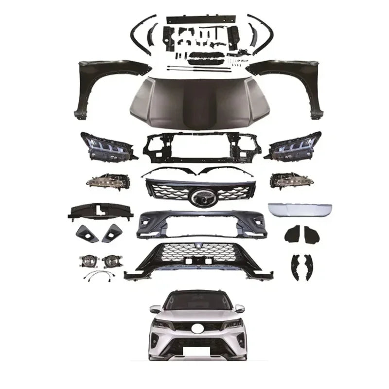 Factory Sales 2012-2015 Upgrade To 2021 Style Body Kits Front Bumper Grille Fender Headlight，Body Kit For  Fortuner
