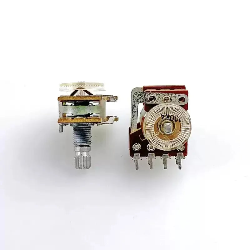 10PCS 16type 8-pin Dual A100K With Equal-tone Tap Stepping Audio Power Amplifier Volume Potentiometer, Shaft Length 15MM